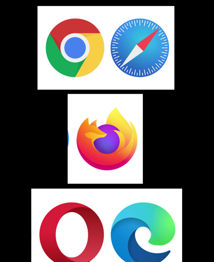 Chrome, Safari, Firefox, Opera and Edge icons